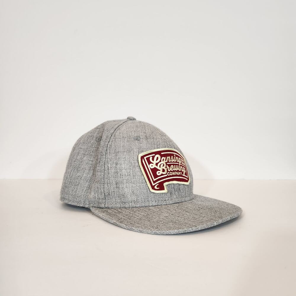 LANSING BREWING COMPANY OTTO Grey/Red Wool Blend Flat‎ Billed Trucker Hat/Cap OS